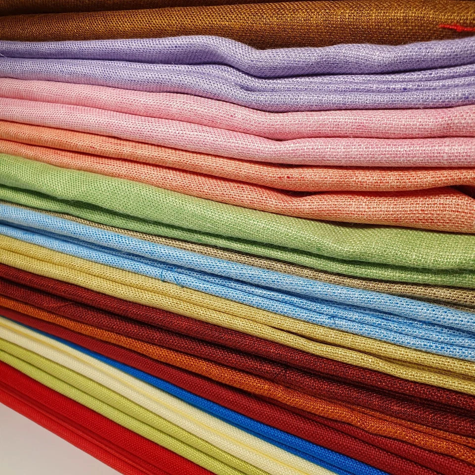 Plain Cotton Linen Material Quilting Sewing Upholstery Dress Costume Fabric 58" - Image 2 of 2