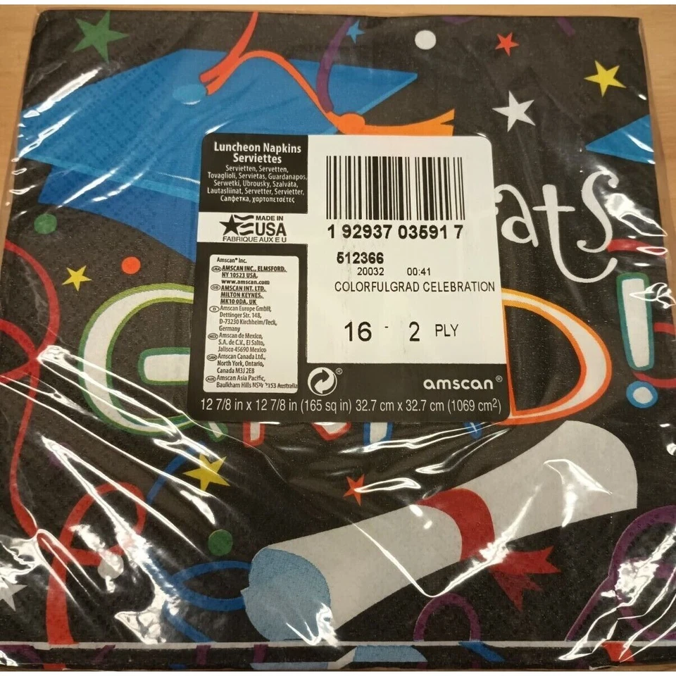 Graduation Napkins 12" Square 16 per pack Paper Congrats Grad Celebration - Image 3 of 3