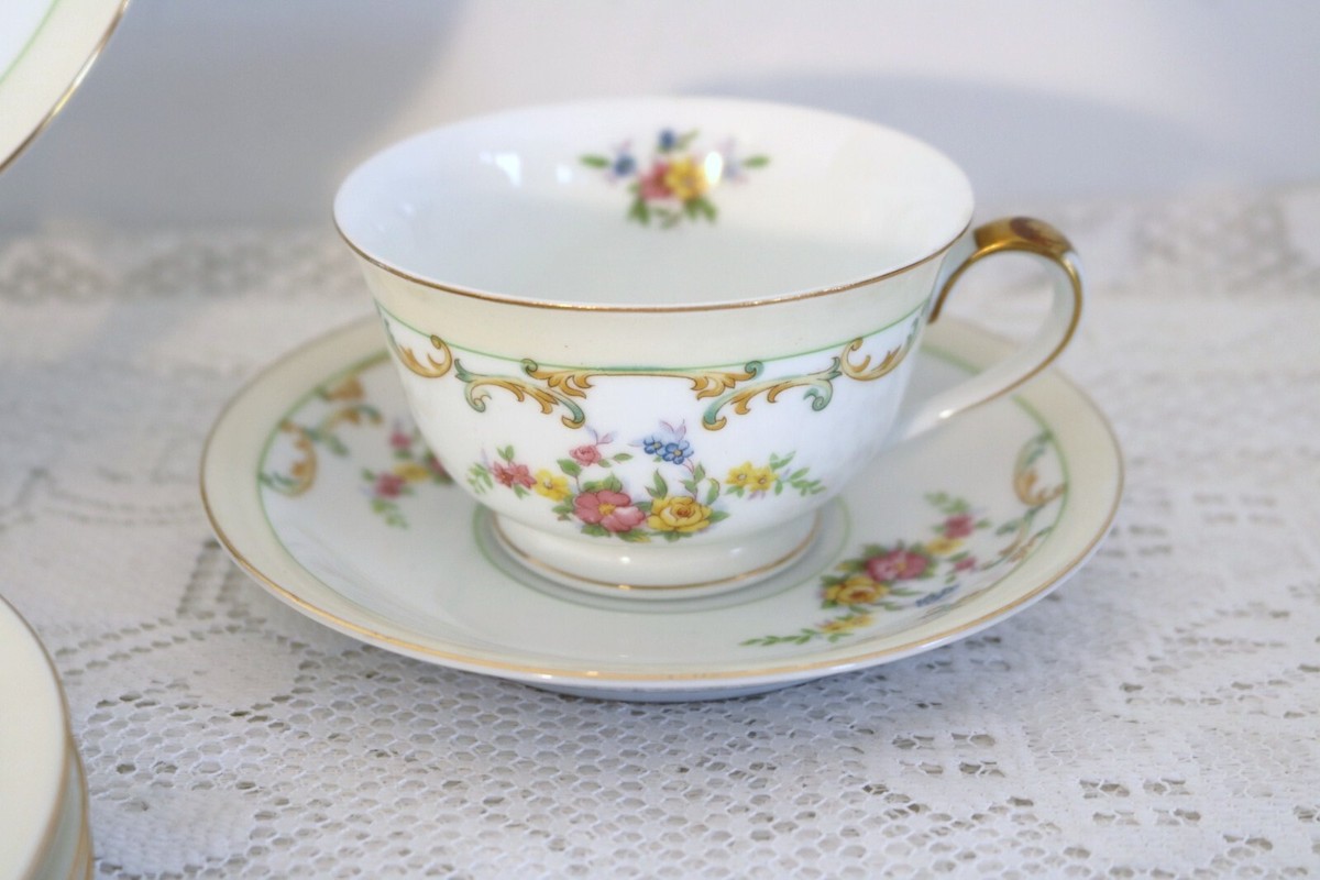 NORITAKE M MORIMURA JAPAN N2170 Pink Blue Floral 24 Pcs 6 Pc Plc