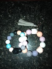 Beaded Wristlet Keychain with Tassel and matching wristlet for the little one