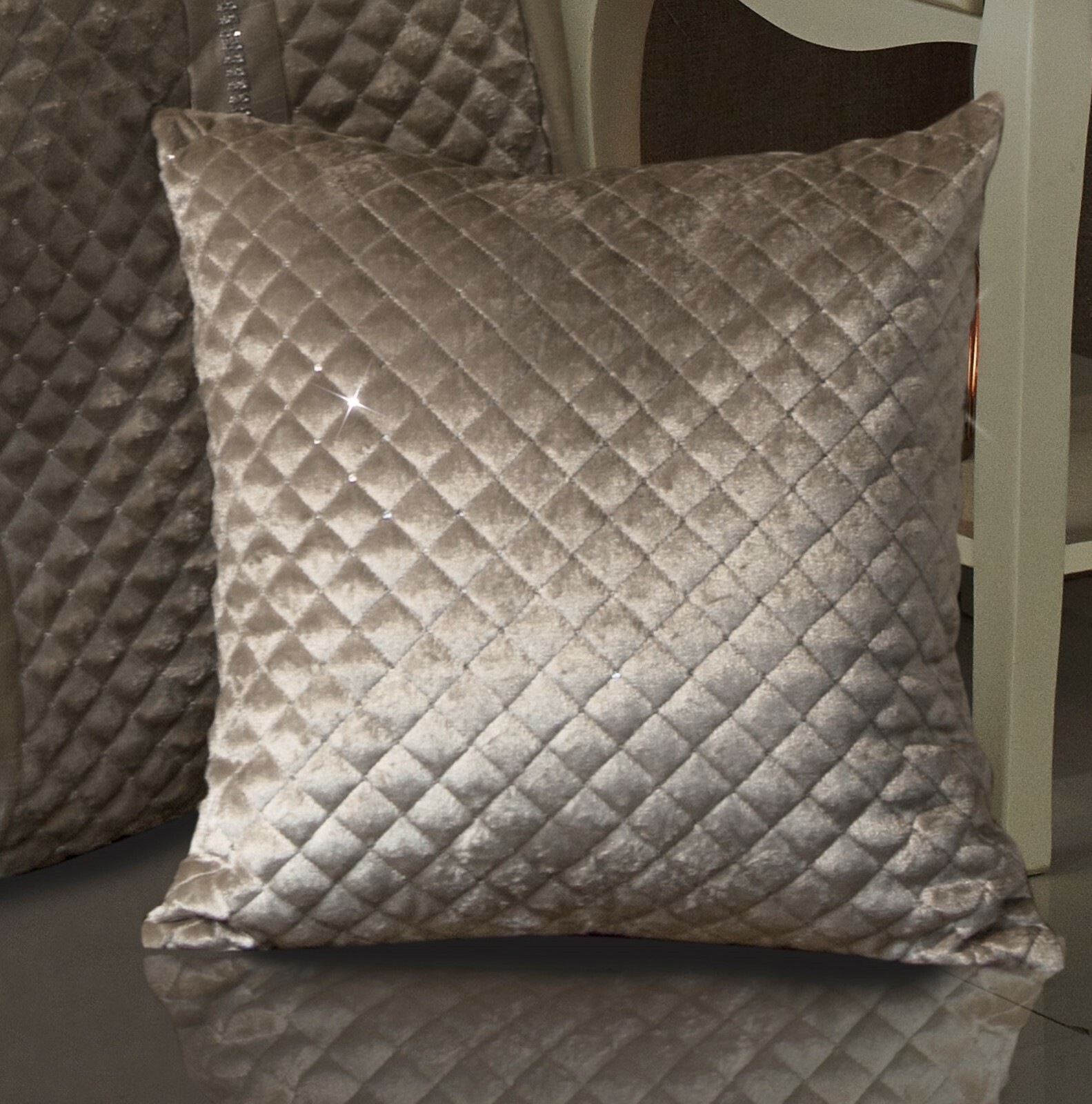 LUXURY Crushed Velvet Diamanté DECORATIVE FILLED CUSHIONS Hollow Fiber