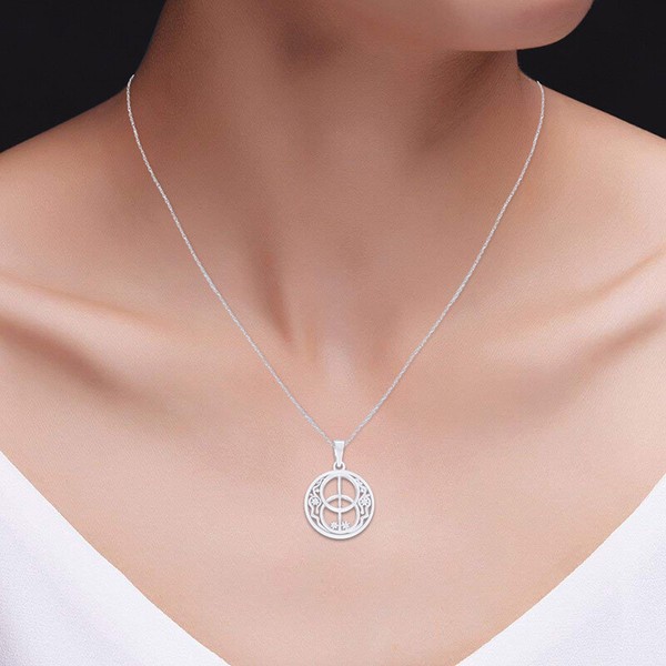 Alternate view of Chalice Well Spiritual Gateway Pendant 18" Necklace 14k White Gold Plated Silver