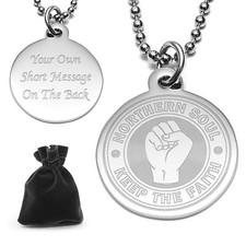 Personalised Engraved Northern Soul Keep The Faith Pendant Necklace Way Of Life