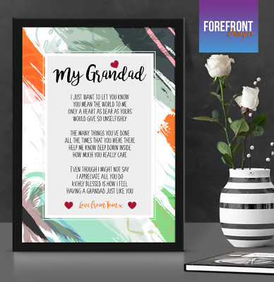 Personalisierter Gedichtdruck, perfektes Geschenk/Andenken Oma/Opa, Poster gerahmt