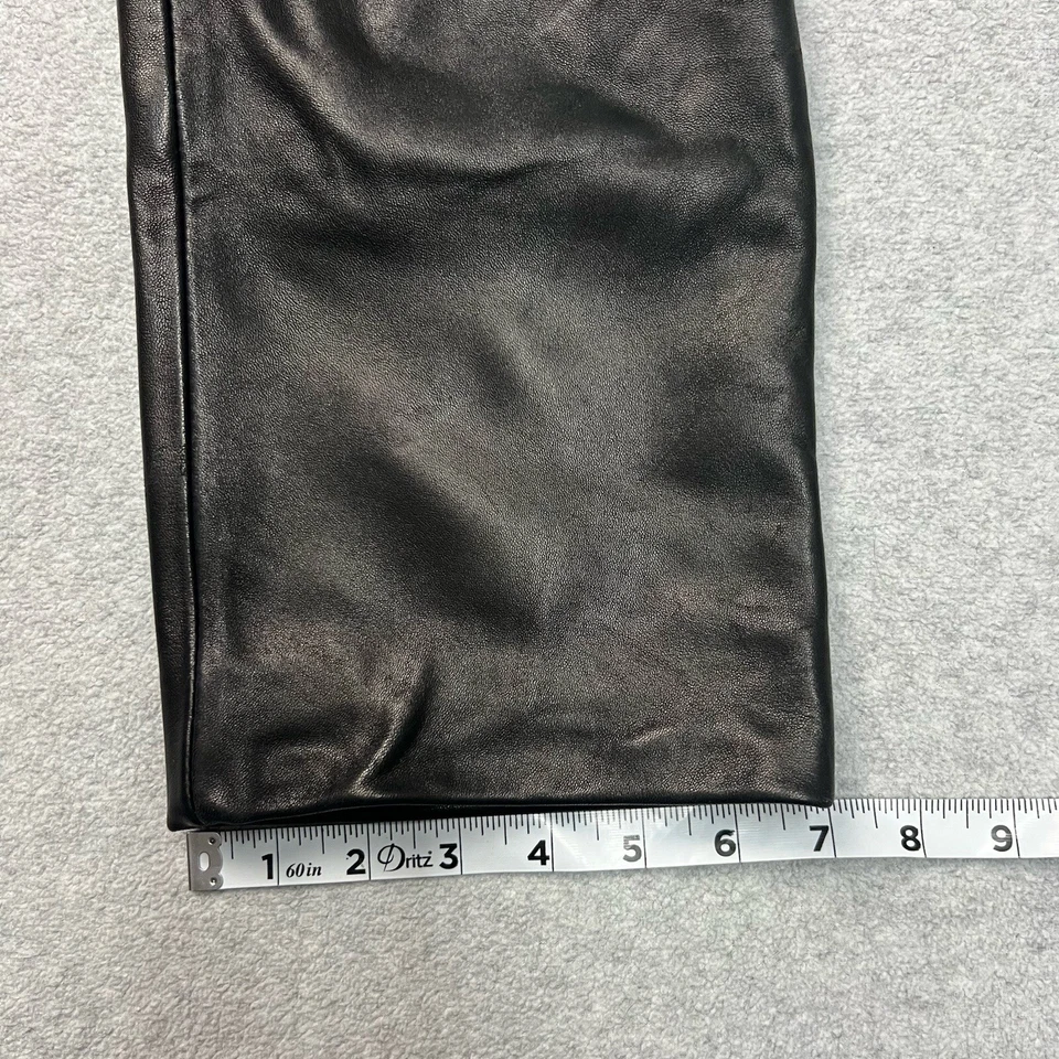 Pantalones Real Clothes para mujer 4 de cuero negro pierna recta forrados tiro alto Foto 4 de 4