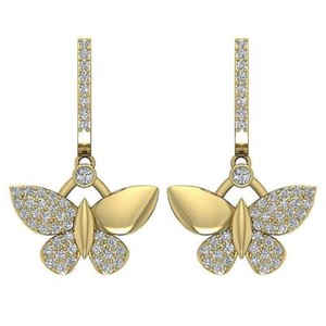 earring 14k diamond round i1 gold hoop prong butterfly ct cut natural