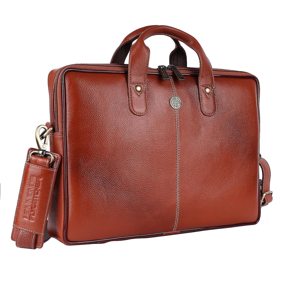 Mens tan leather laptop bag sale