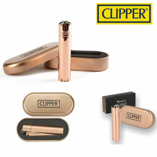 Metal Clipper Lighter With Gift Tin Case Rainbow Blue Gold Metallic Lighters - Picture 9 of 11