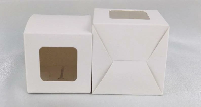 200x Clear Window White Paper Packing Box Cupcake Macaroon Candle Gift Favor Box - Image 2 of 4