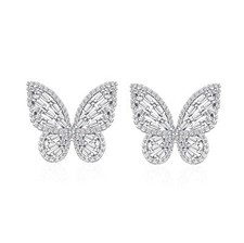Silver Rhinestone Butterfly Earrings for Women Gold Butterfly Earring Crystal...