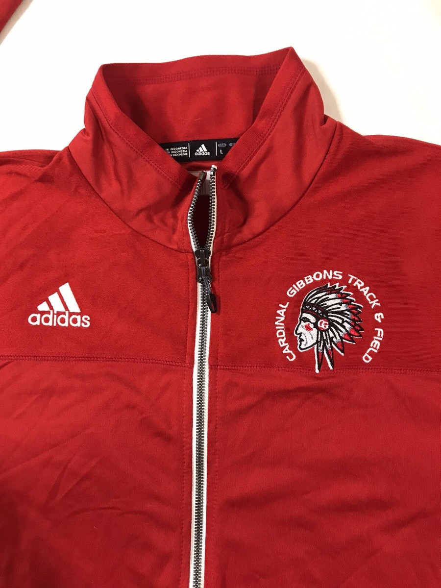 Adidas Track Jacket Mens Large Red Zip Up Gardinal Gibbons