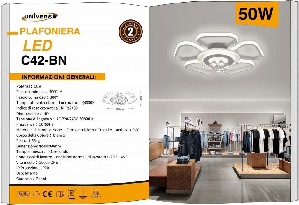 Illumina i tuoi Sogni: Plafoniera LED Fiore 50W Universo C42-BN