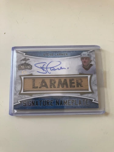 2019/20 LEAF LUMBER KINGS STEVE LARMER GAME USED SIGNATURE NAMEPLATE #1/1 RARE