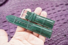 20mm/18mm Green Leather Watch Strap Real Crocodile Quick Release Watch Band