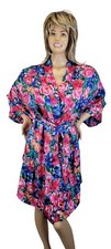 Vintage 1980's Kathryn Women's Vibrant Satin Floral 100 Polyester Robe XXXL 3X