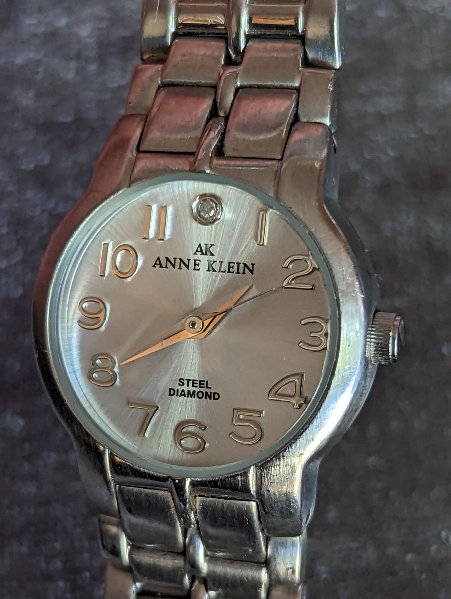 Diamond Anne Klein Stainless Steel Quartz Watch Anne Klein - Vintage Diamond Quartz Movement Wristwatch - Etsy main image 4