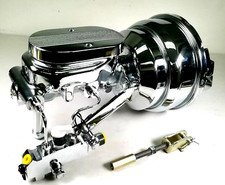 Chevy Disc Drum 7 Dual Power Brake Booster Flat Top Master Brackets Chrome