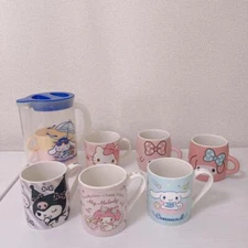 Sanrio Goods Lot of set Hello Kitty My Melody Cinnamoroll Kuromi Plates Pitchers