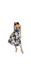 New! Sz 8 Kay Unger Lydia Dress Women Ink/Blush Floral Print Tea Length $288