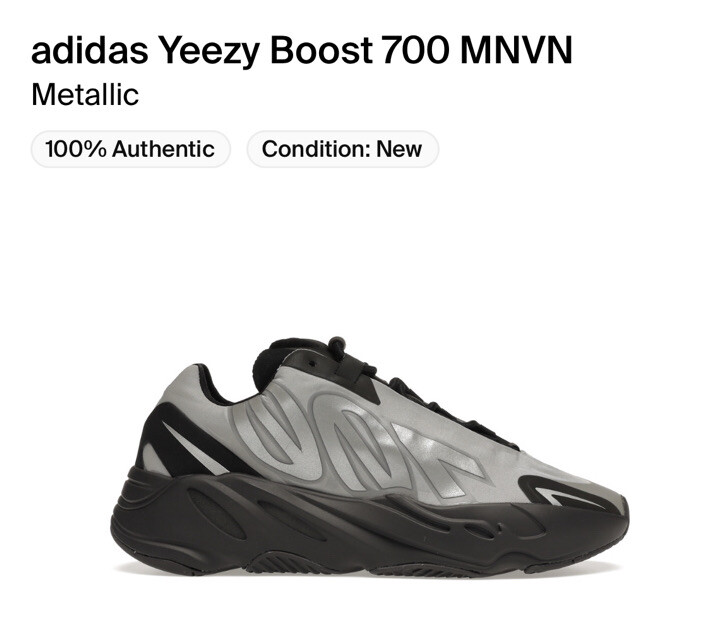Adidas Yeezy Boost 700 MNVN Metallic Size GW9524 NIB