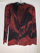 Ming Wang Jacket Black Red Print Blazer Jacket Size S. c212