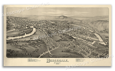 Honesdale Pennsylvania 1890 Historic Panoramic Town Map - 20x36