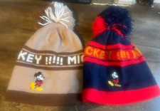 Two Vintage Disney Mickey Mouse Pom Beanies