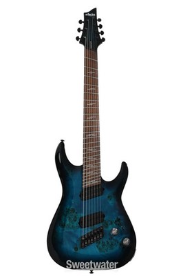 Schecter Omen Elite-7 Multiscale 7-string Electric Guitar - See Through Blue