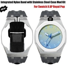 Upgrade Stainless Steel Case with Nylon Band Mod Kit For Swatch X AP Royal Pop