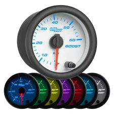 52mm GlowShift White Face Turbo Diesel Boost 60 PSI Gauge w. 7 Colors LEDs
