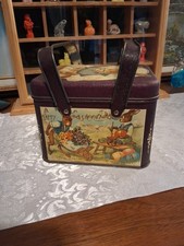 Vintage 1984 Chein Easter Tin Litho Basket Container With Handles 6"x5"x4.5"