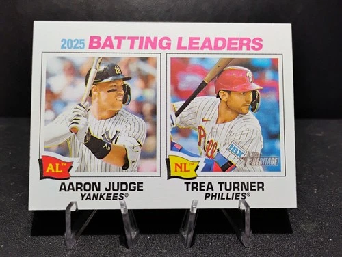 2026 Topps Heritage #1 Aaron Judge / Trea Turner Batting Leader Yankees Phillies