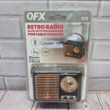 QFX VTG Throwback Bluetooth  FM Rechargeable Retro Radio