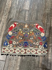 NEW Altar d State Olive Embroidered Mini Skirt Medium NWT Pom Pom Boho