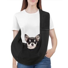 Reversible Small Dog Sling Carrier with Adjustable Strap, Black