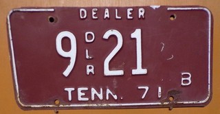 1971 Tennessee Dealer License Plate
