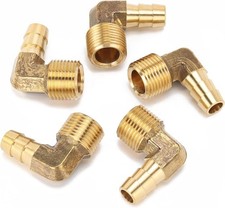 LTWFITTING 90 Degree Elbow Brass Barb Fitting 3/8 ID Hose x 3/8-Inch Male NPT