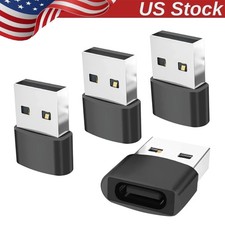 4 PACK USB to USB C Adapter Type-C Female to A Male OTG Converter Car Charger