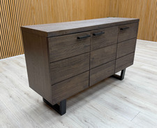 Furniture Village 'Mars' Dark Oak Solid Large 3 Door Sideboard Black U-Metal Leg
