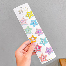10Pcs/Set New Girls Cute Colorful Star Waterdrop Shape Hairpins Kids Sweet Hair