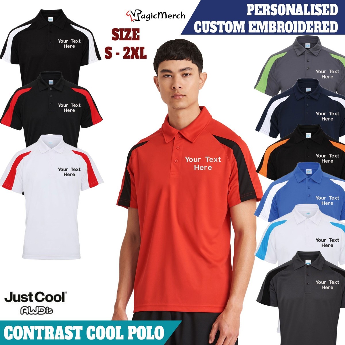 Custom Embroidered Polo Shirt Your Text/logo Work Wear Uniform Party/stag Hen, Unisex, Top Gift