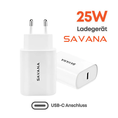SAVANA 25W USB-C Schnellladegerät Netzteil Adapter für Smartphone Tablet Zubehör