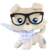 Collie+Glasses LPS Toy for Girl Playset Pet Figure Collectible Mini Dog Kid Gift
