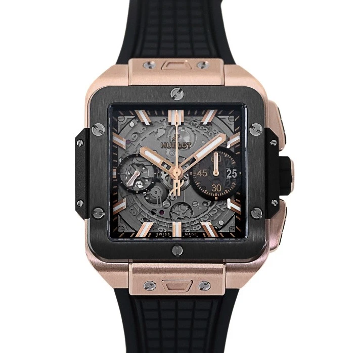 Hublot — Hublot Square Bang Unico 821.OM.0180.RX Pink Gold Rubber Ceramic 42.0mm #YKW126