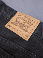 Vintage 97 Black Denim Orange Label Levi's 505s 40x30 Made In USA Straight Leg