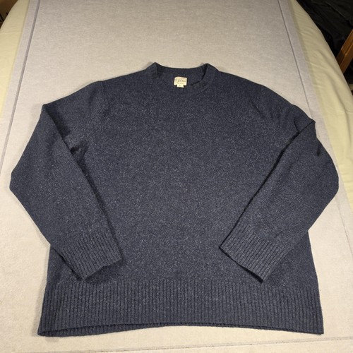 J.Crew Sweater Mens XL Blue Rugged Merino Wool Blend Crewneck Knit Pullover