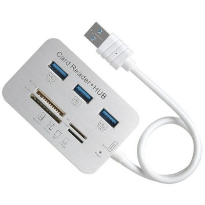 USB 3.0 Card Reader HUB 3-USB-A Port Multi Memory MS Micro SD M2 TF Slot Adapter