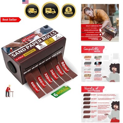 Sandpaper Rolls Assortment Set 80 150 240 320 400 600 Grit Abrasive Cloth