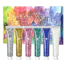 6 Colors Face Body Glitter Gel in the Dark Glitter Gel for Face Body and Hair