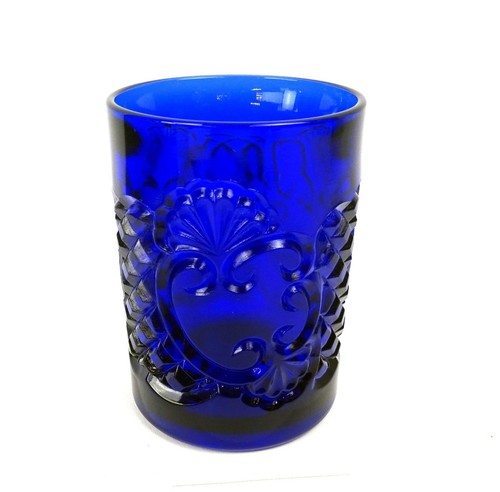 PATTERN GLASS CROESUS PATTERN RARE COBALT BLUE 3 3/4" TUMBLER